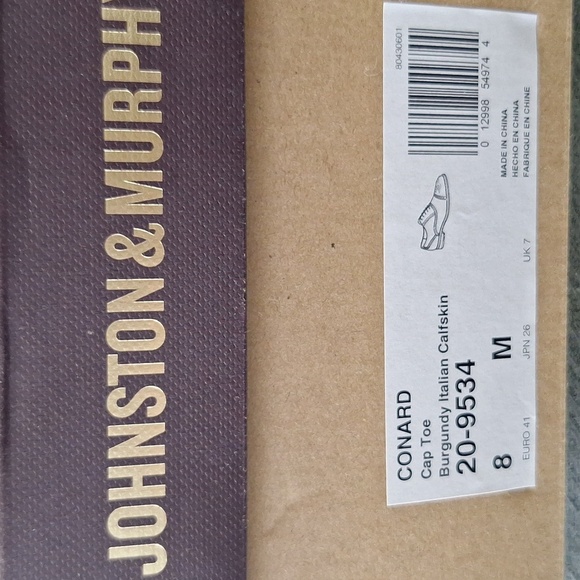 Johnston & Murphy Burgundy Italian Calfskin Conard Preppy Wingtip Oxfords Size 8 - Picture 12 of 12